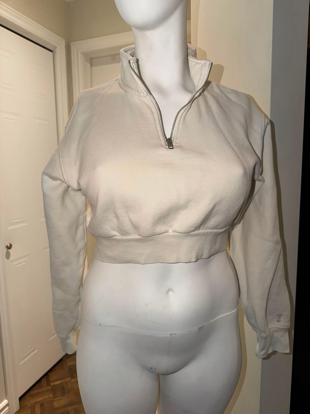 TNA Cream Cropped Quarter-Zip Pullover